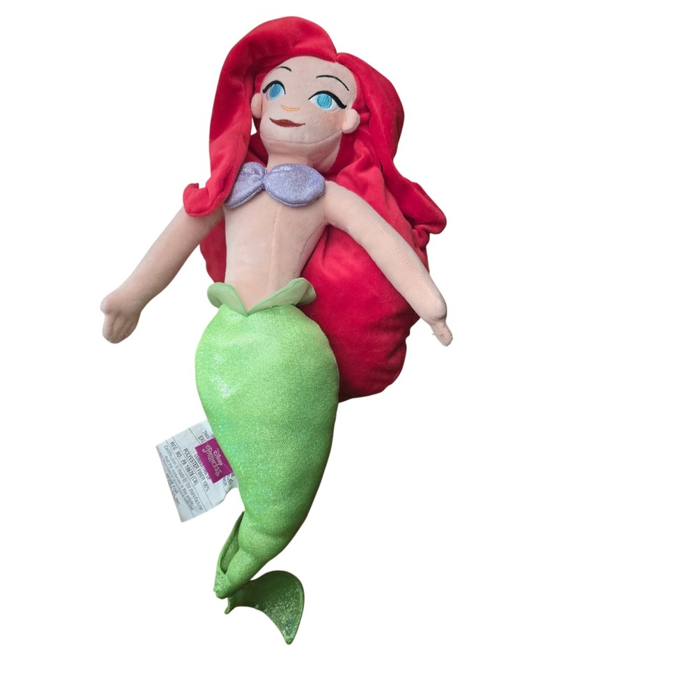 Disney Princess Ariel The Little Mermaid Plush Stuffed Doll Franco Mfg Green Red